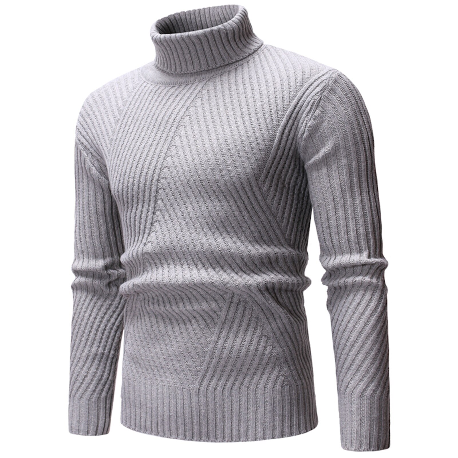 Fashion Men Wild Sweater Solid Color Turtleneck Long Sleeve Knitted Pullovers Autumn Winter Casual Outifts Slim Fit 